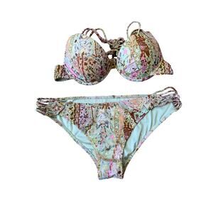 Victoria's Secret Bikini size Medium, floral, multicolor 2 piece, Boho design